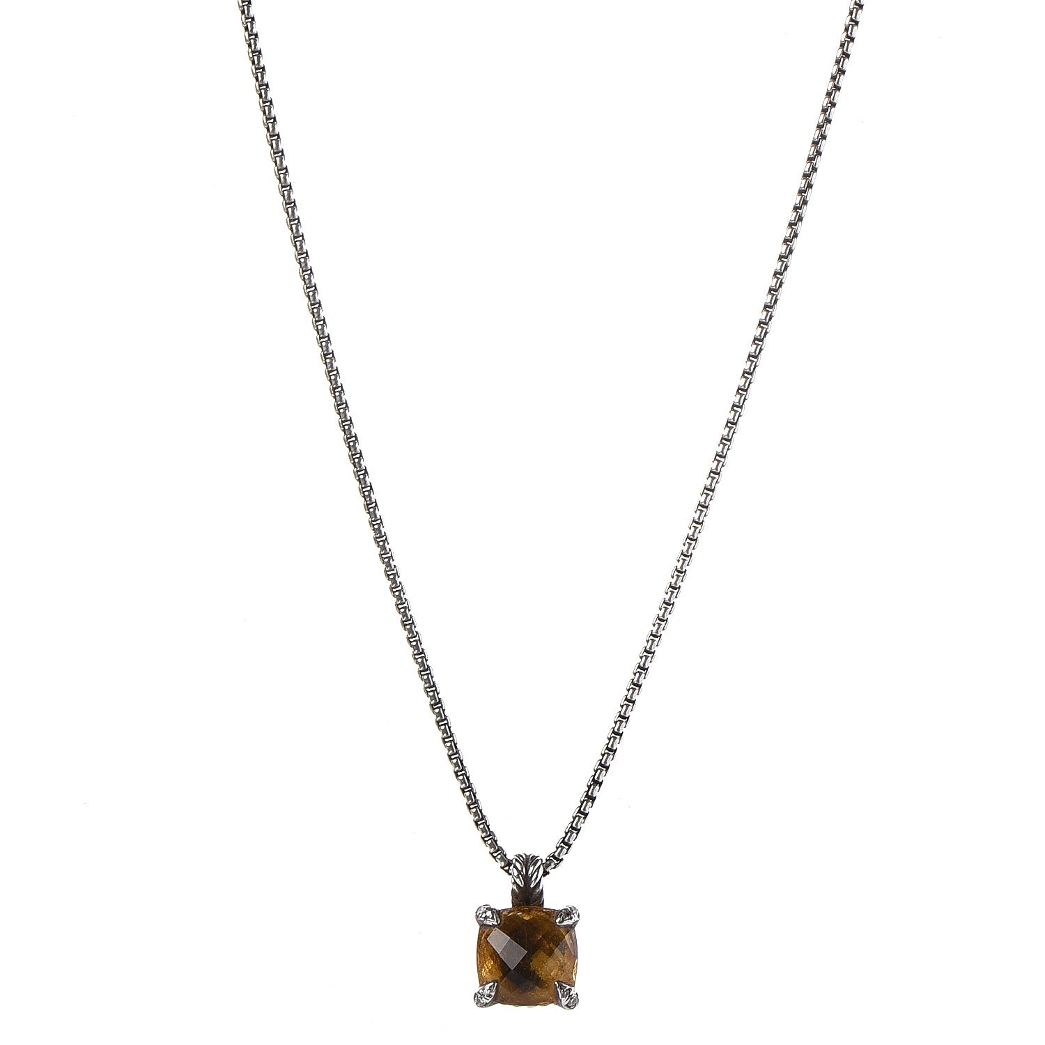 David Yurman Sterling Silver Diamond Citrine 14mm Chatelaine Pendant Necklace 1 of 7