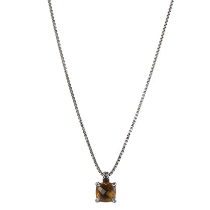 David Yurman Sterling Silver Diamond Citrine 14mm Chatelaine Pendant Necklace 1 of 7