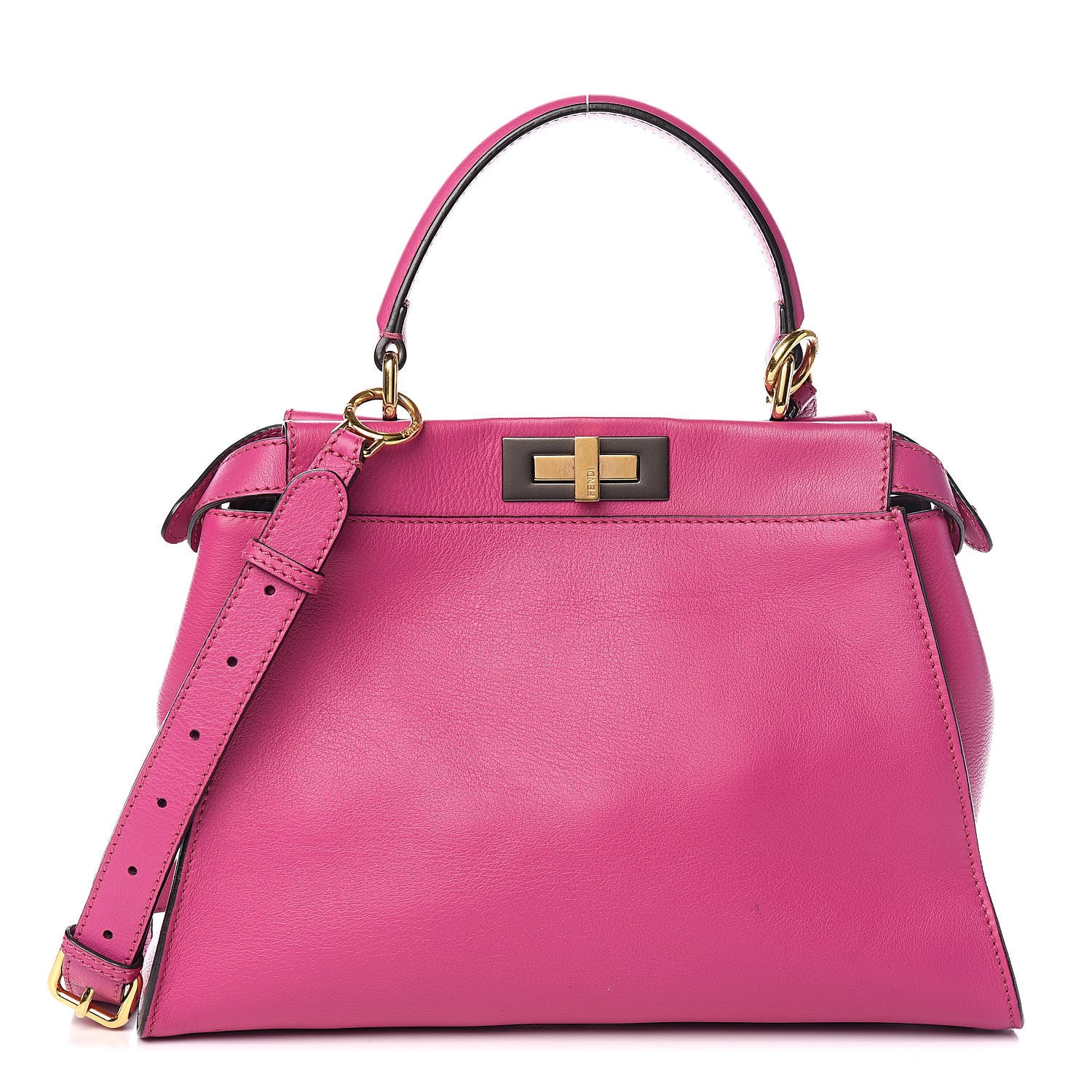 Fendi Vitello Seta Medium Peekaboo Iconic Satchel Magenta 1 of 15