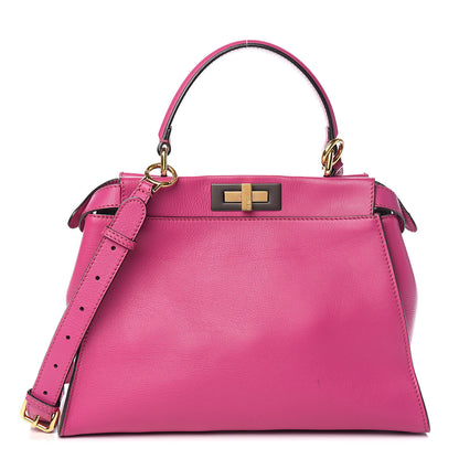Fendi Vitello Seta Medium Peekaboo Iconic Satchel Magenta 1 of 15