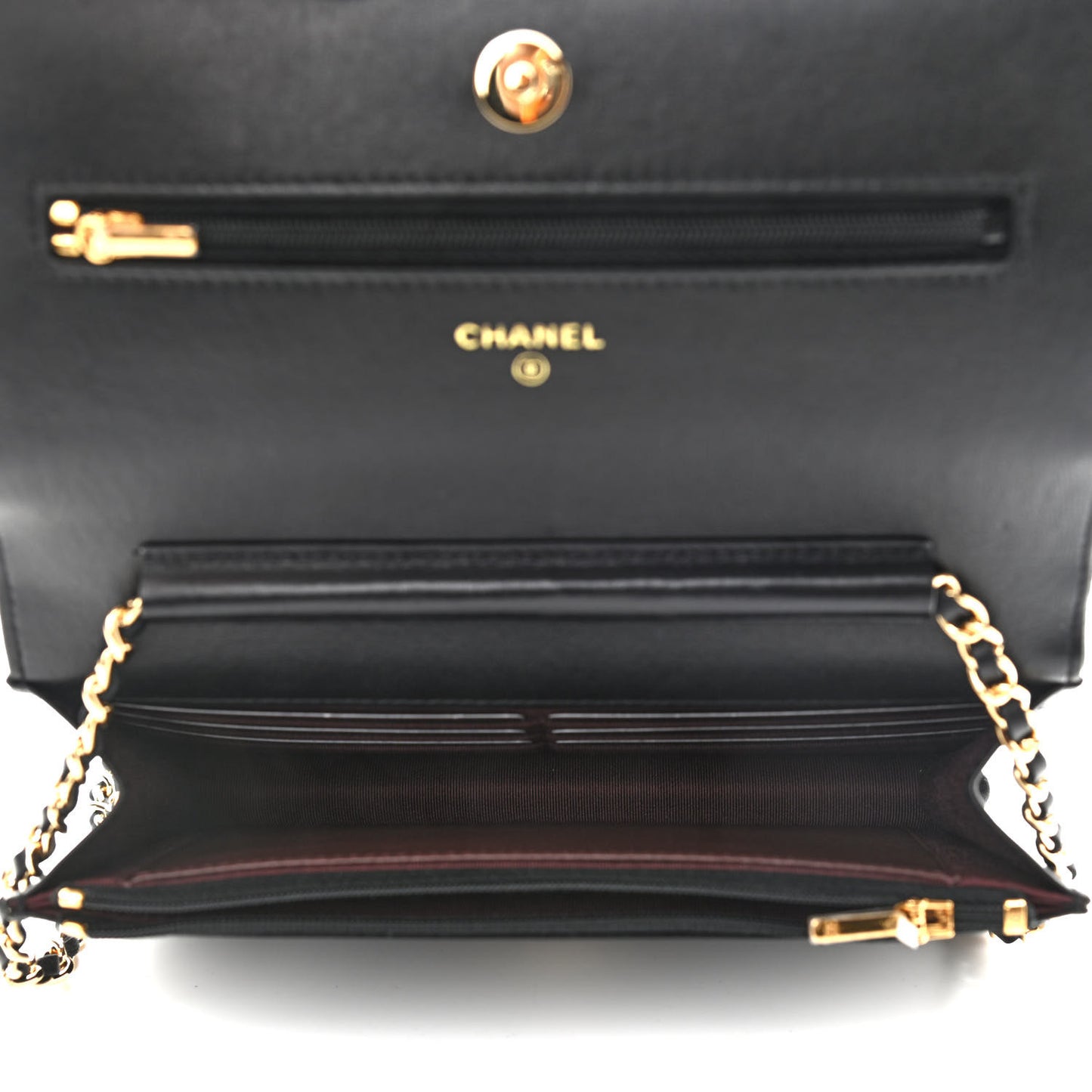 Lambskin Quilted Wallet On Chain WOC Black