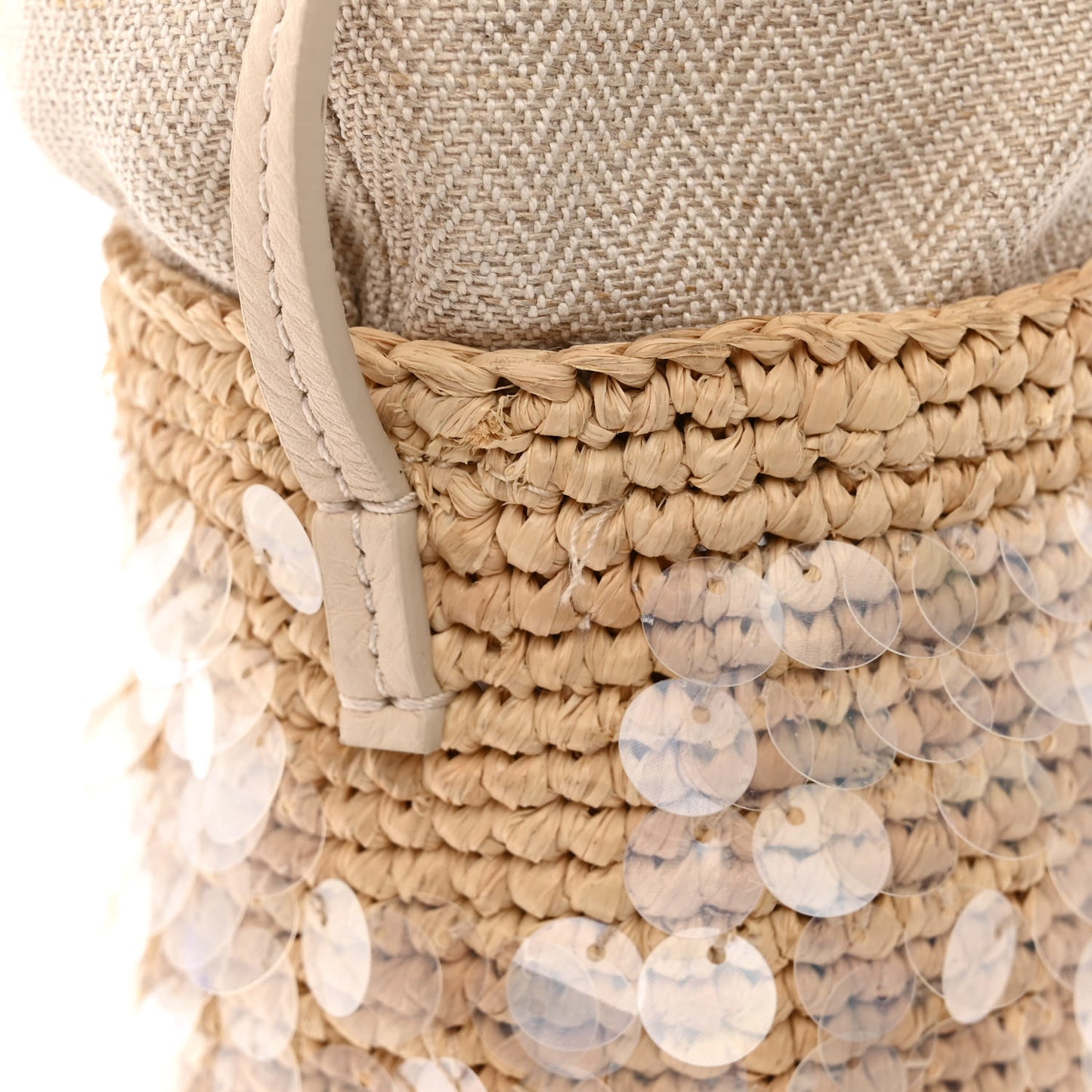 Raffia Canvas Sequin Paula's Ibiza Fish Pouch Natural Ivory