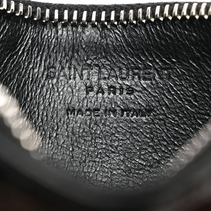 Saint Laurent Calfskin Crocodile Embossed 5 Fragments Zip Card Case Black 6 of 8