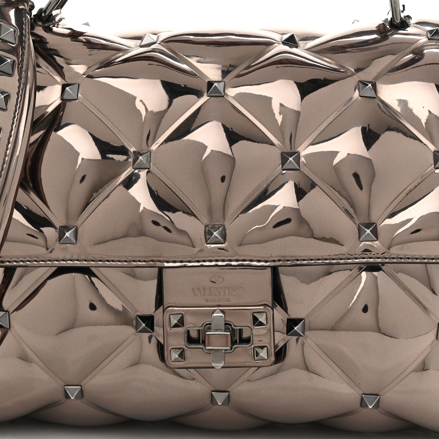 Valentino Garavani Metallic PVC Candystud Top Handle Bag Rutenio 7 of 9
