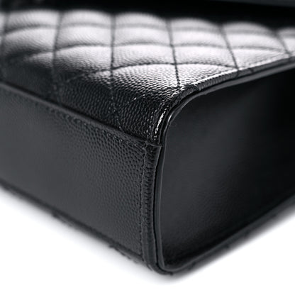 Saint Laurent Grain De Poudre Textured Mixed Matelasse Triquilt Medium Monogram Satchel Black 9 of 11