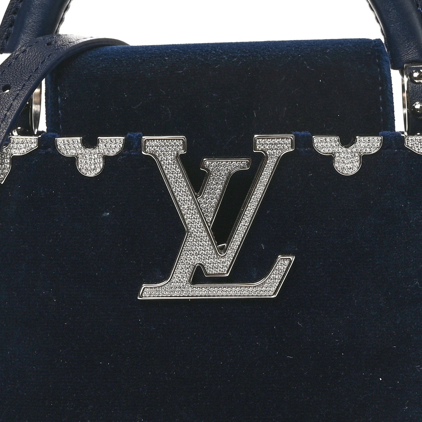 Velvet Crystal Capucines Mini Midnight Blue