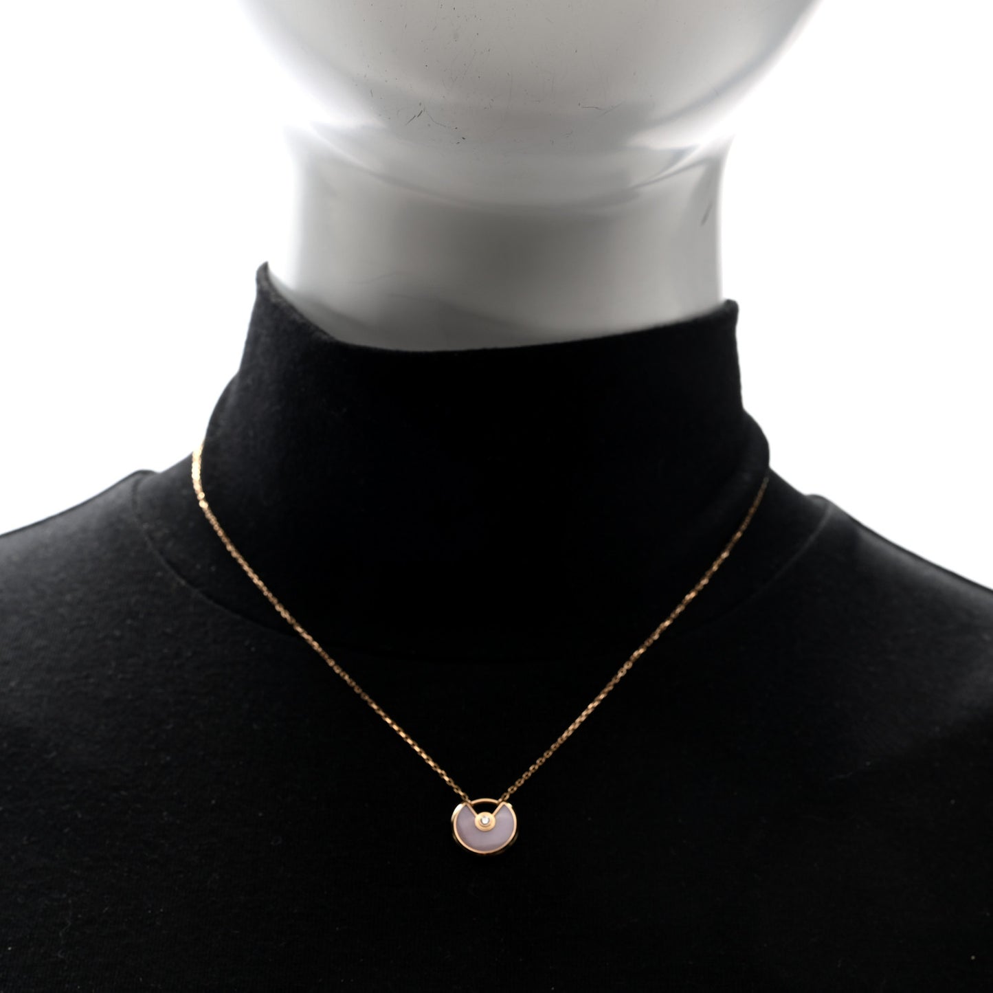 18K Pink Gold Diamond Pink Opal XS Amulette de Cartier Pendant Necklace