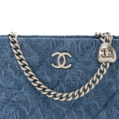 Chanel Denim Quilted Camellia Sweetheart Small Hobo Blue 8 of 12