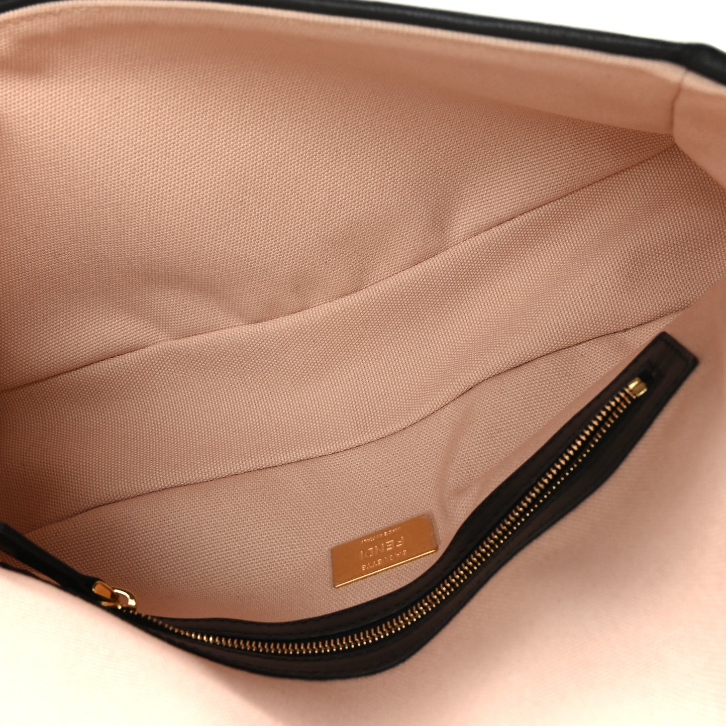Canvas Vitello King FF Embroidered Baguette Rosa Quarzo Black