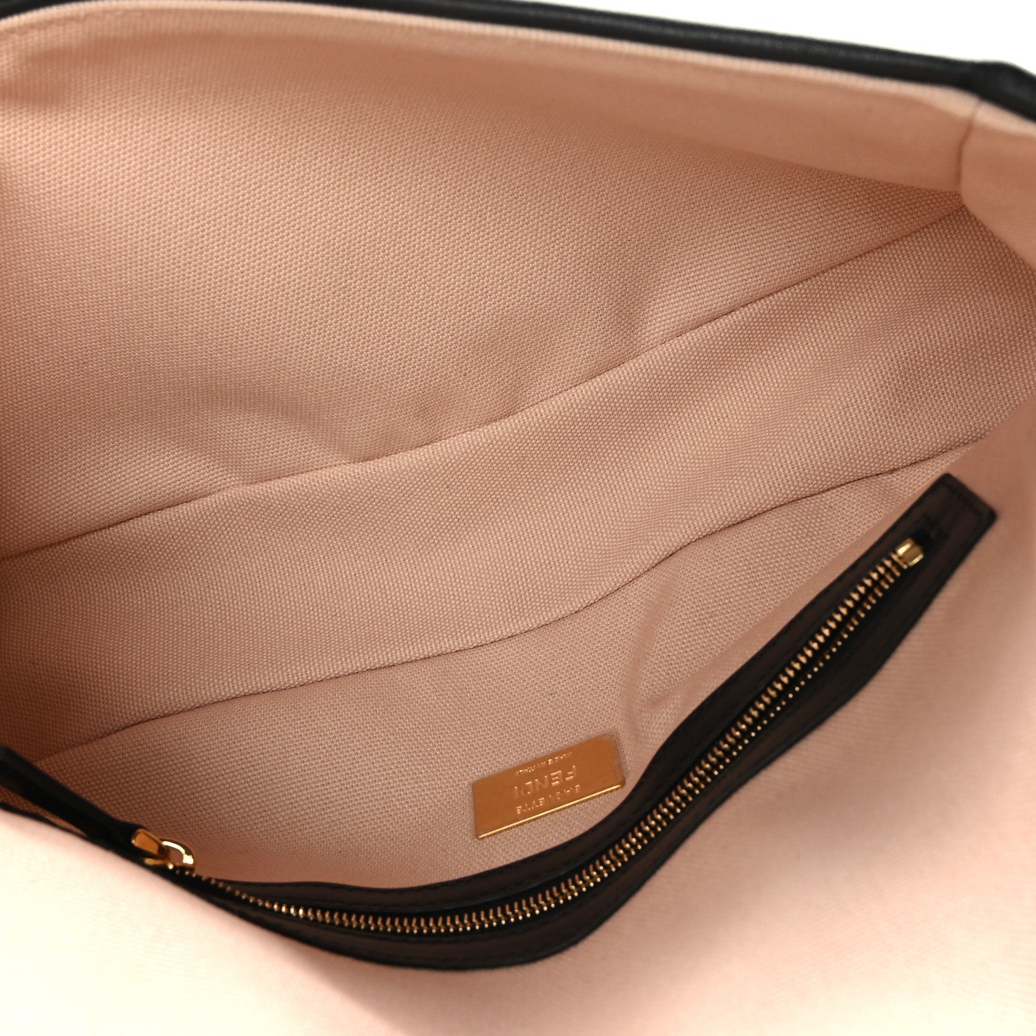 Fendi Canvas Vitello King FF Embroidered Baguette Rosa Quarzo Black 5 of 8
