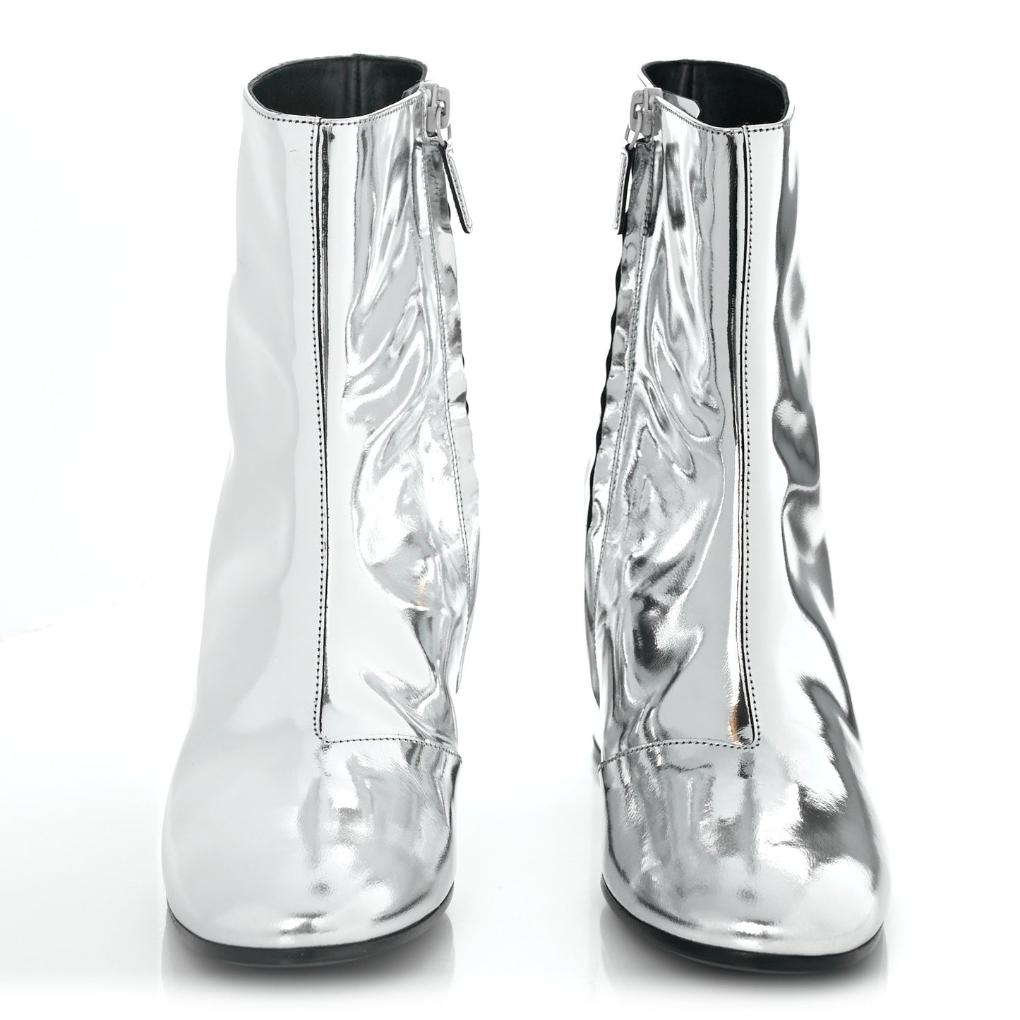 Miroir Calfskin Ankle Booties 39 Argent
