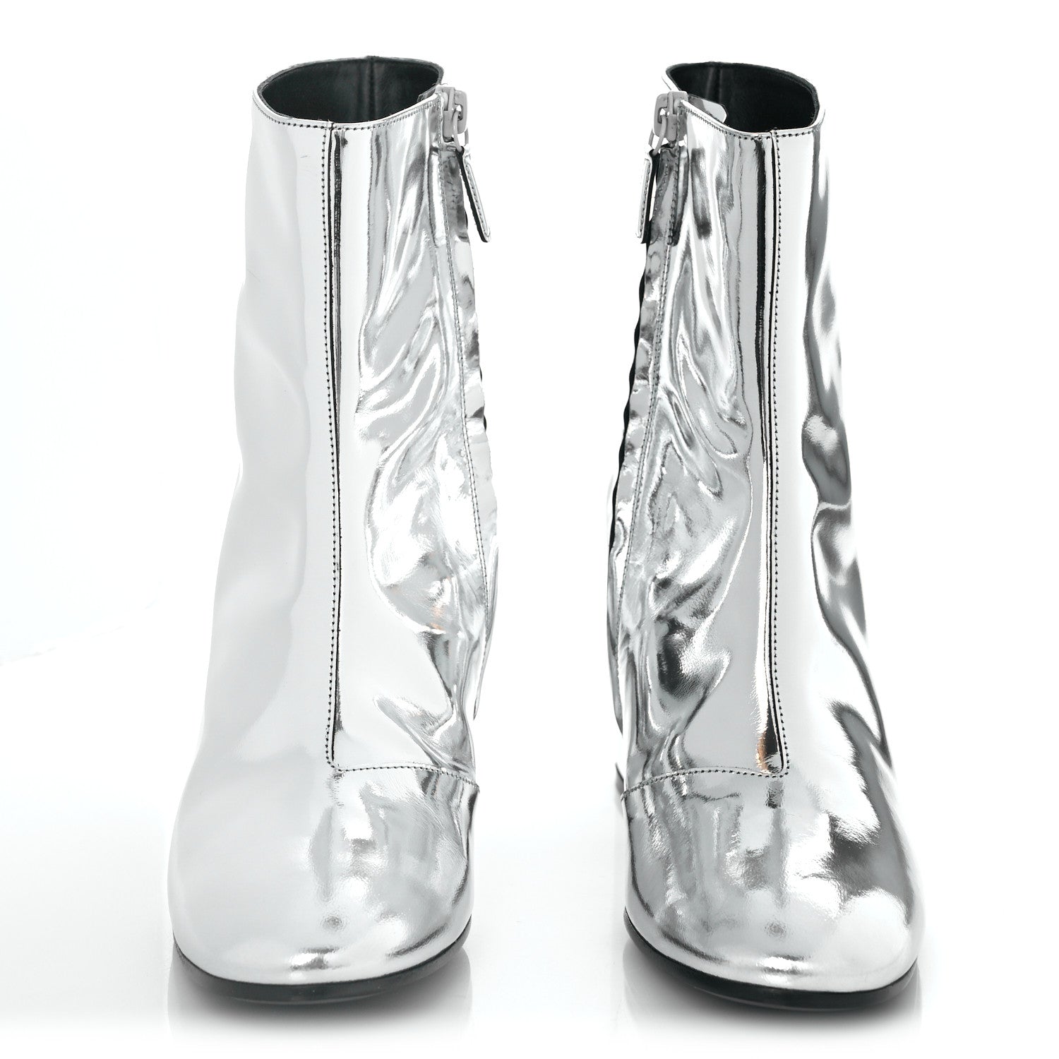 Balenciaga Miroir Calfskin Ankle Booties 39 Argent 2 of 9