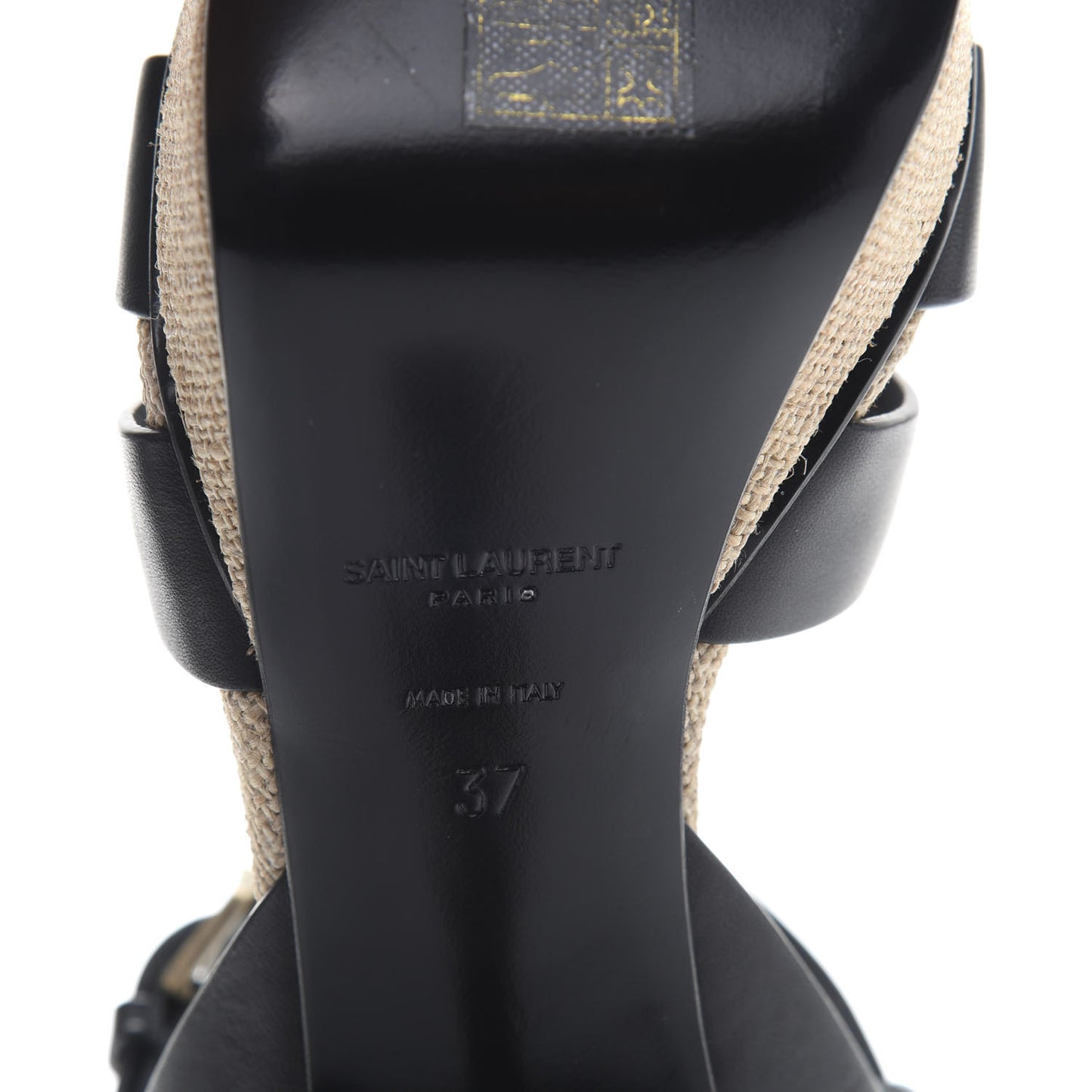 Calfskin Canvas Tribute 75 Platform Sandals 37 Black