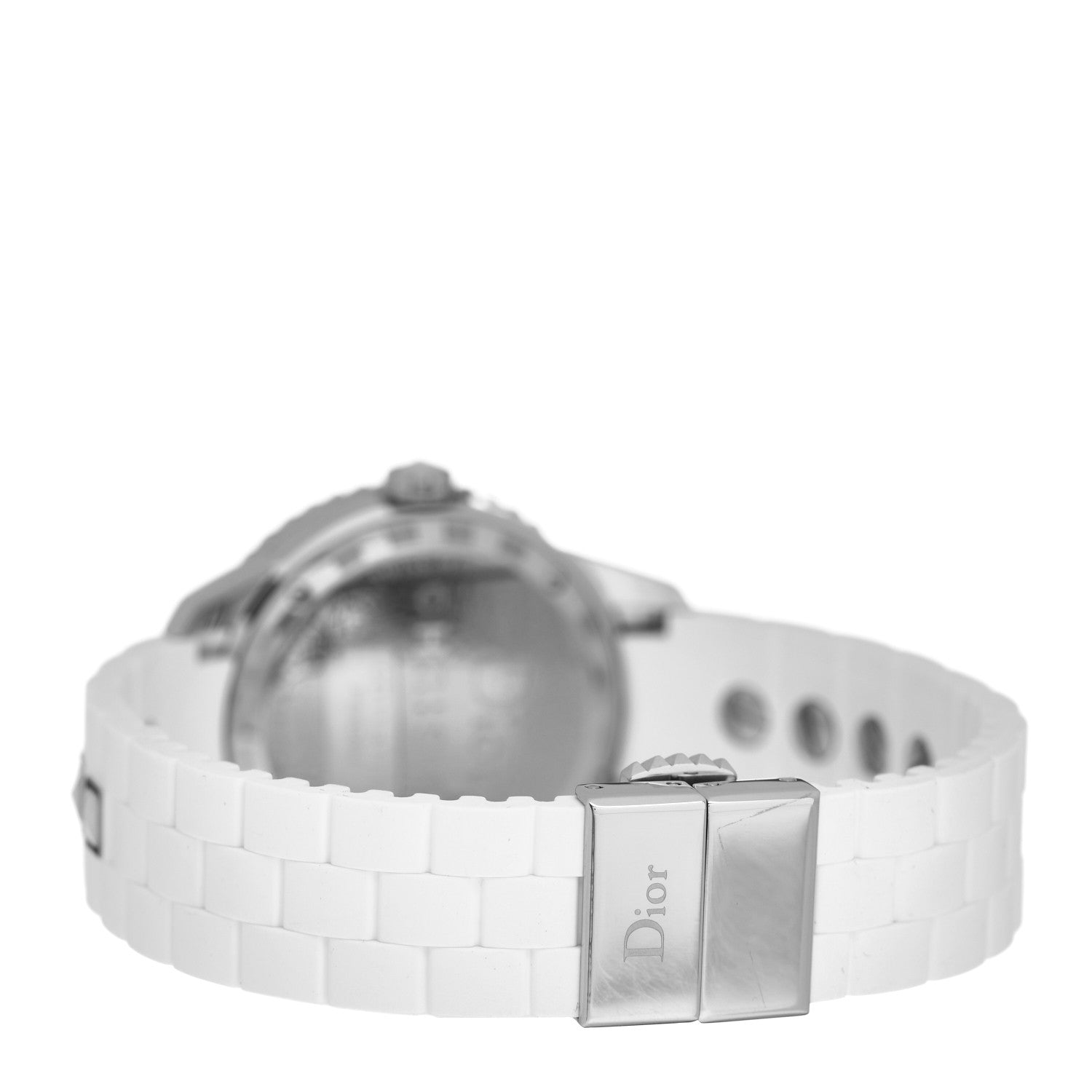 Christian Dior Stainless Steel Rubber 33mm Christal Quartz Watch White 3 of 4