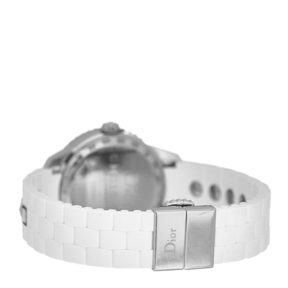 Christian Dior Stainless Steel Rubber 33mm Christal Quartz Watch White 3 of 4