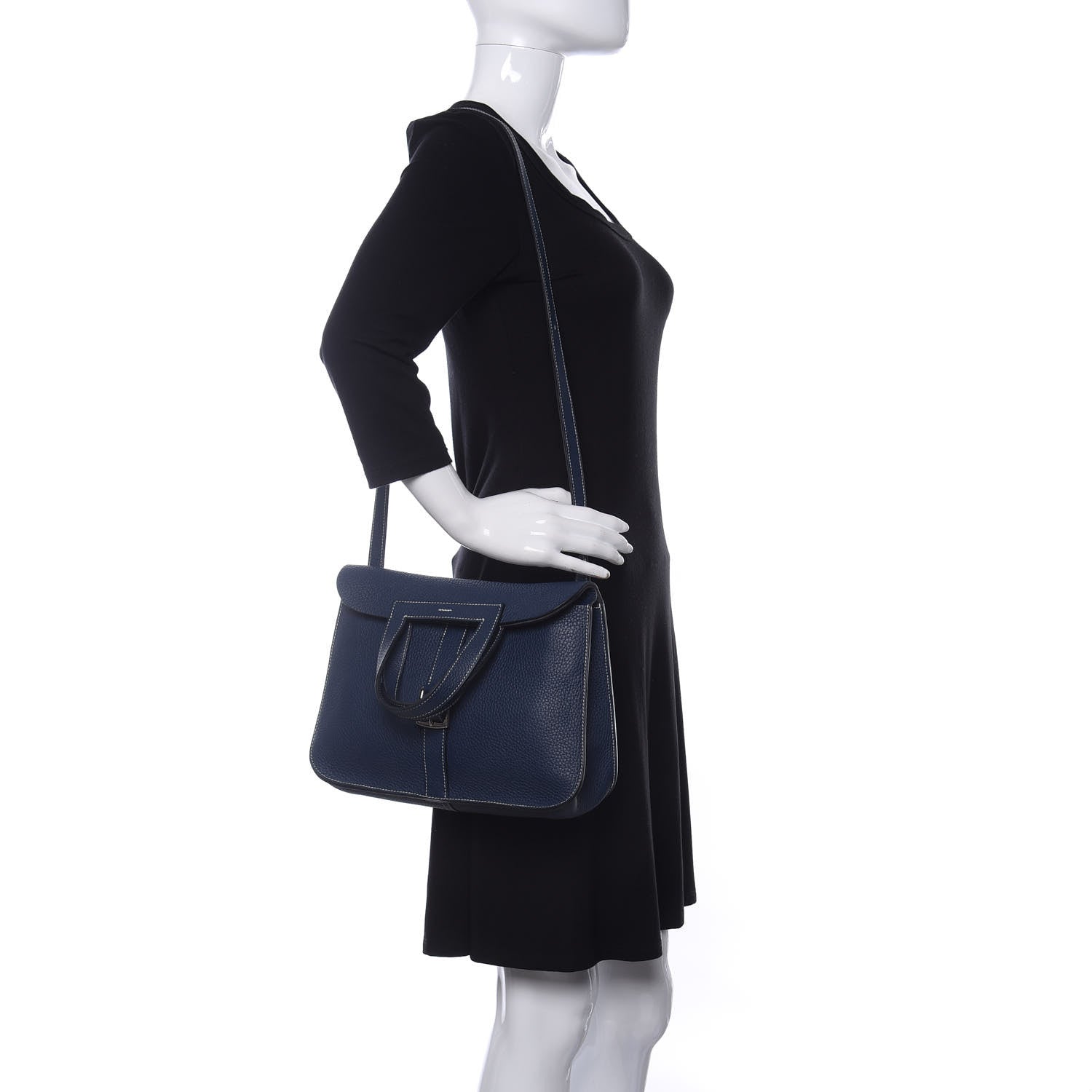 Hermes Taurillon Clemence Halzan 31 GM Bleu Saphir 2 of 10