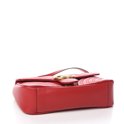 Gucci Calfskin Matelasse Small GG Marmont Shoulder Bag Hibiscus Red 4 of 10