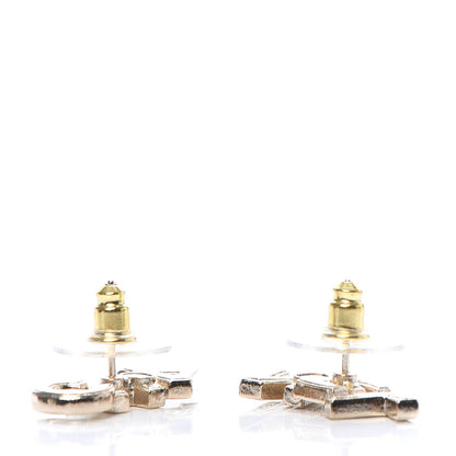 Chanel Crystal Pearl Signature Stud Earrings Gold 3 of 5