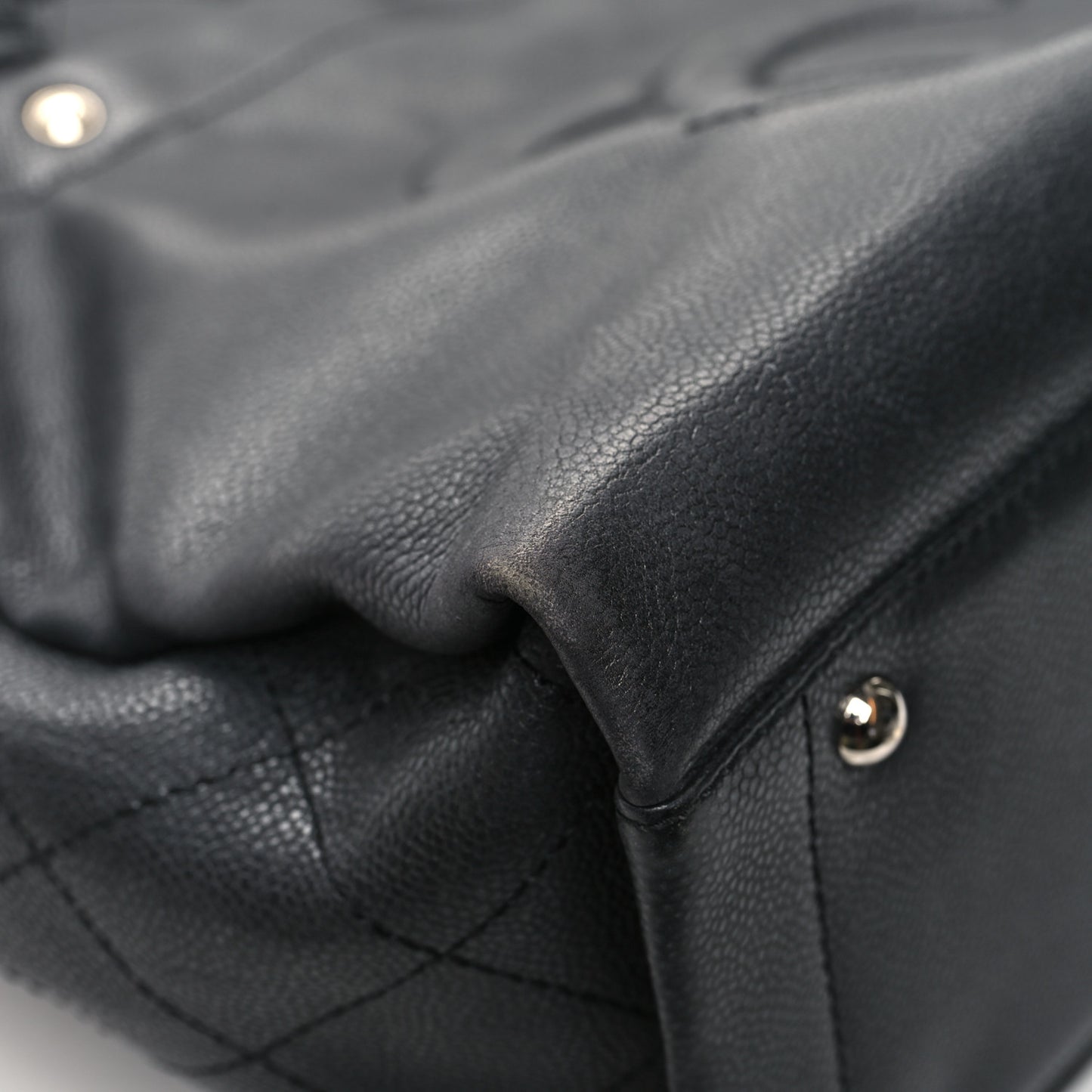 Caviar Stitched CC Shopper Tote Black