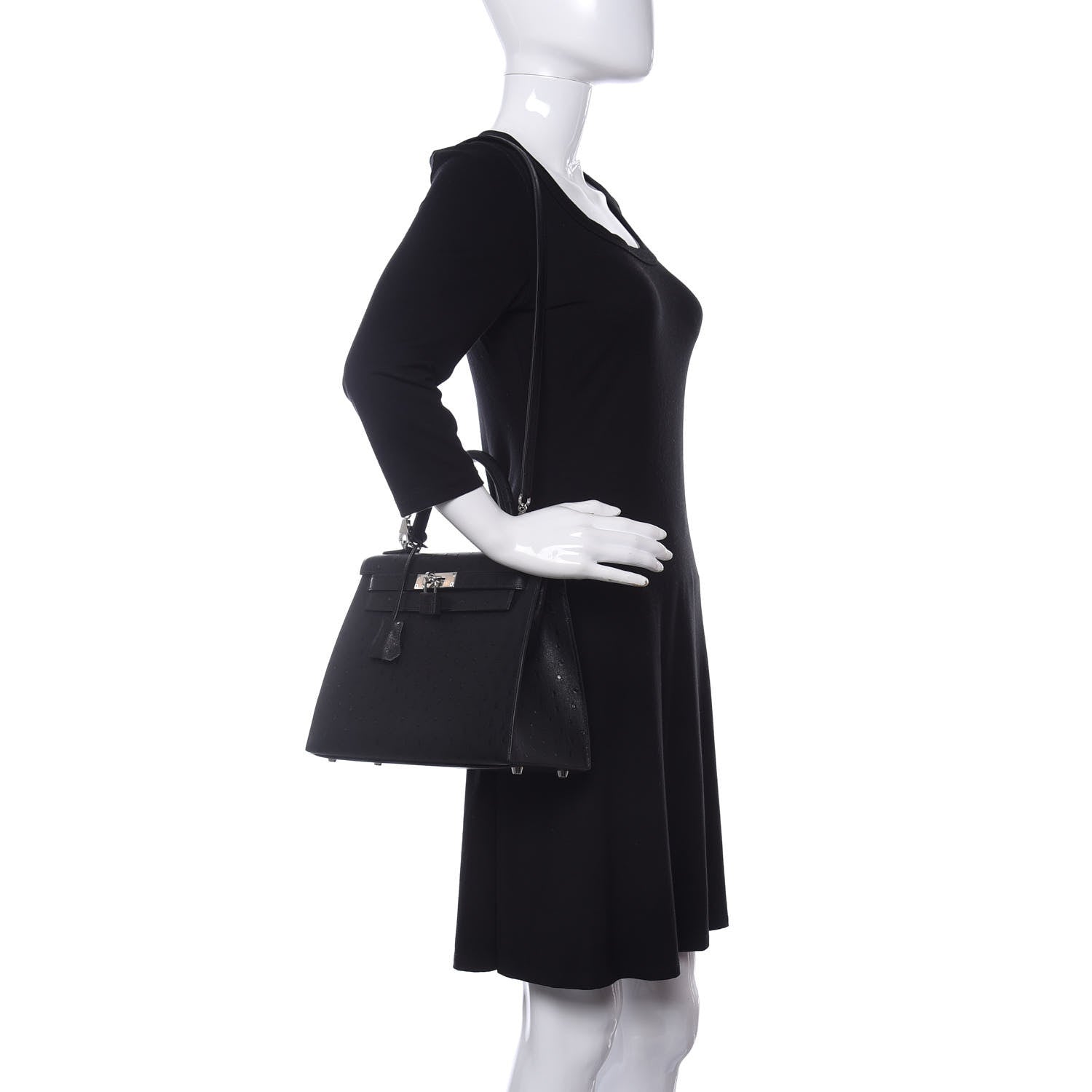 Hermes Ostrich Kelly Sellier 28 Black 2 of 11