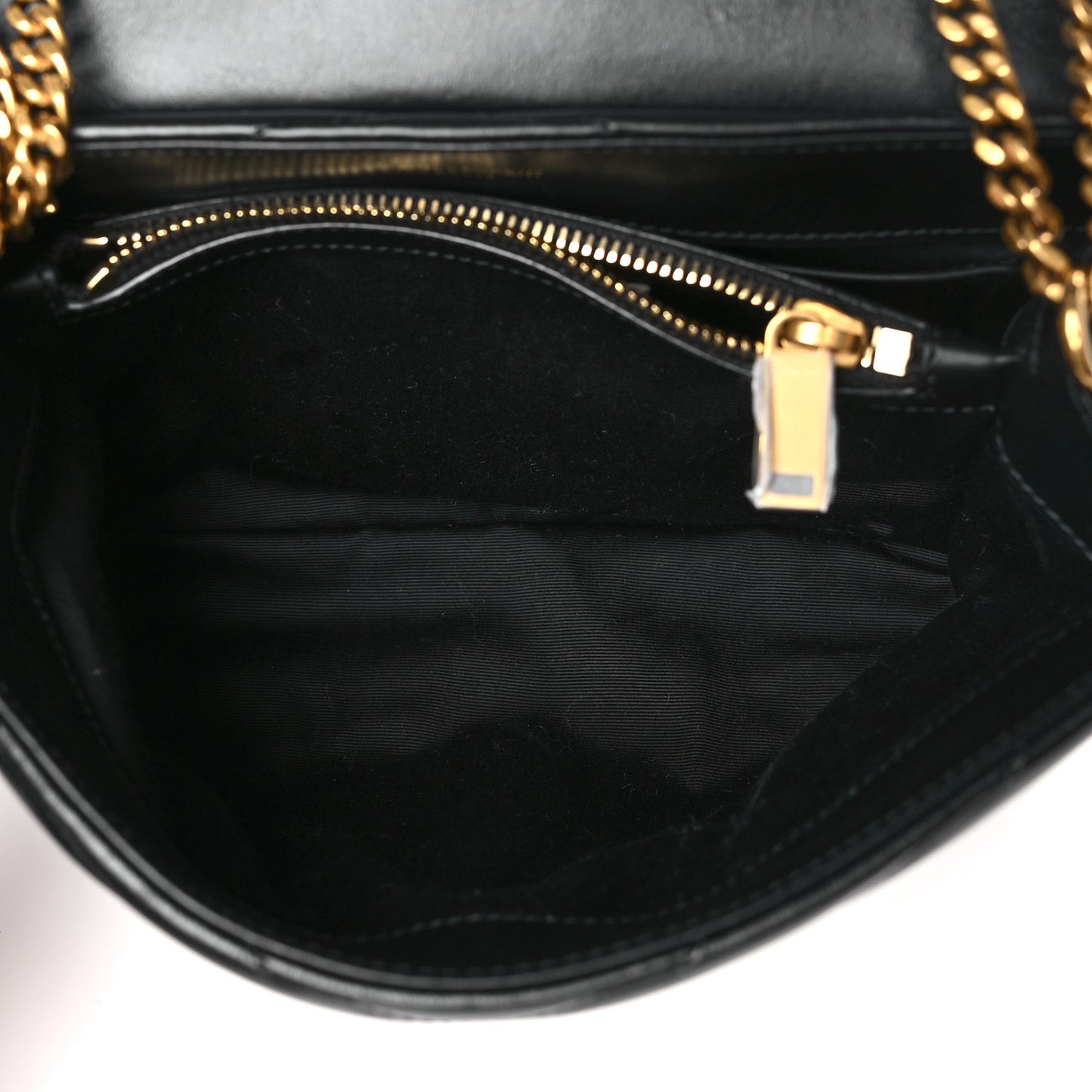 Calfskin Y Quilted Monogram Small Loulou Chain Satchel Black