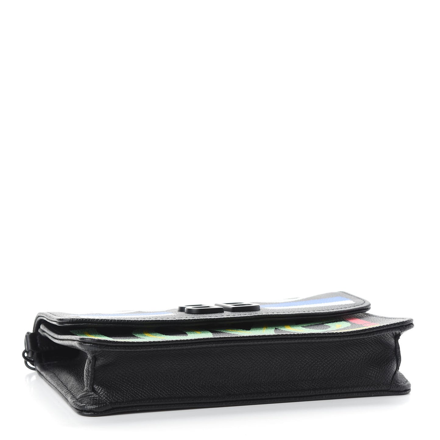 Grained Calfskin Car Tag BB Wallet On Chain Black TBC