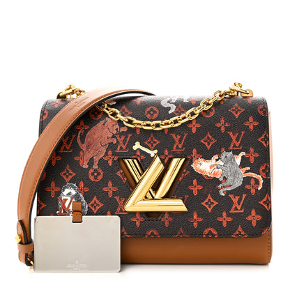 Louis Vuitton Calfskin Catogram Twist Shoulder Bag MM Marron 1 of 12