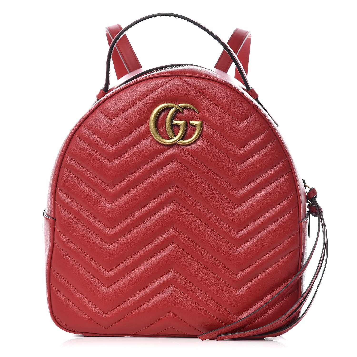 Gucci Calfskin Matelasse GG Marmont Dome Backpack Hibiscus Red 1 of 10