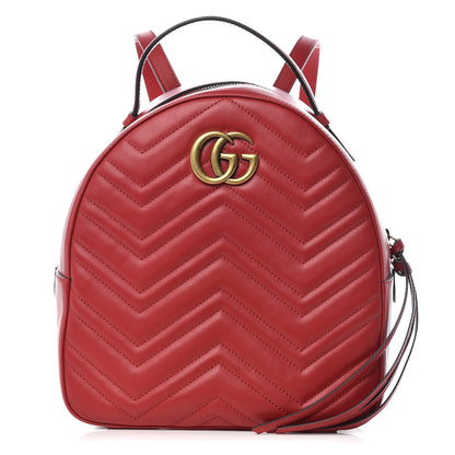 Gucci Calfskin Matelasse GG Marmont Dome Backpack Hibiscus Red 1 of 10