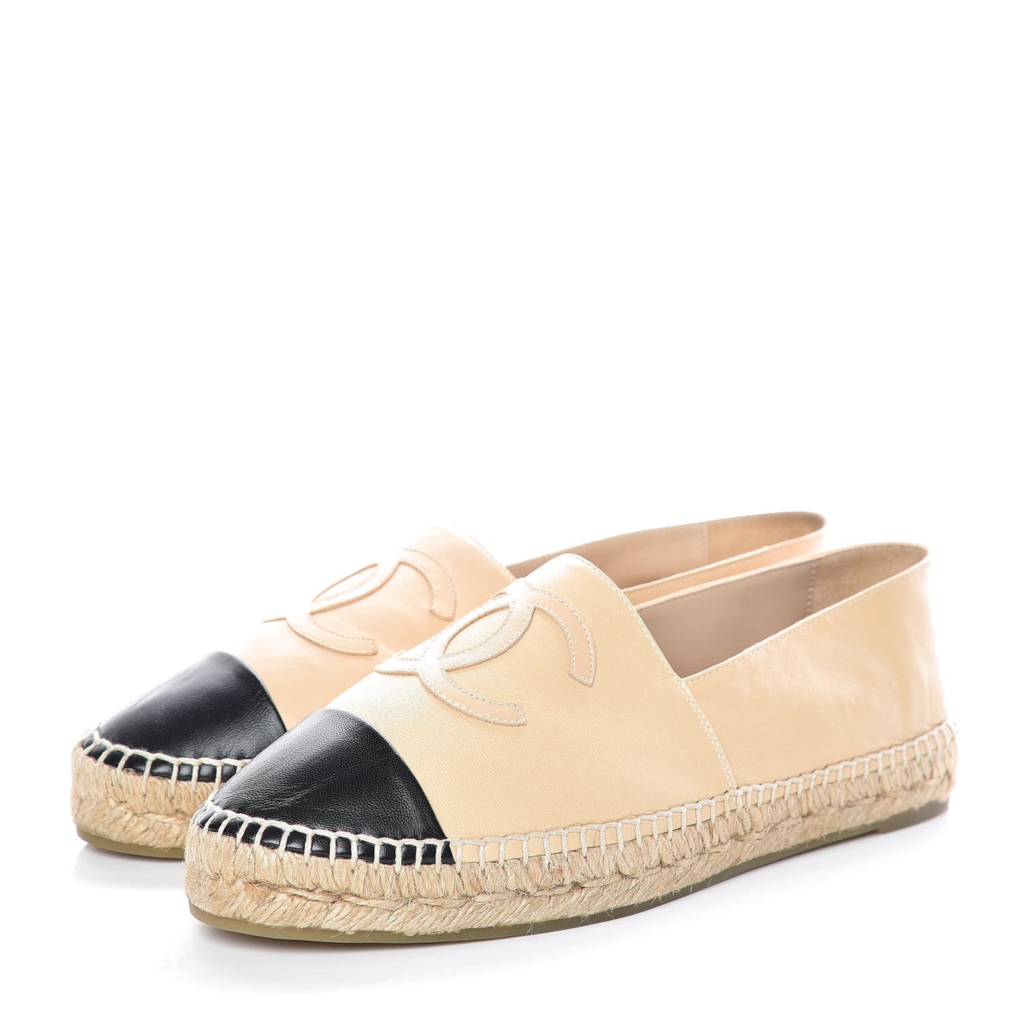 Lambskin CC Espadrilles 40 Beige Black