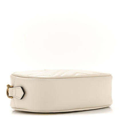 Gucci Calfskin Matelasse Mini GG Marmont Chain Shoulder Bag White 4 of 12