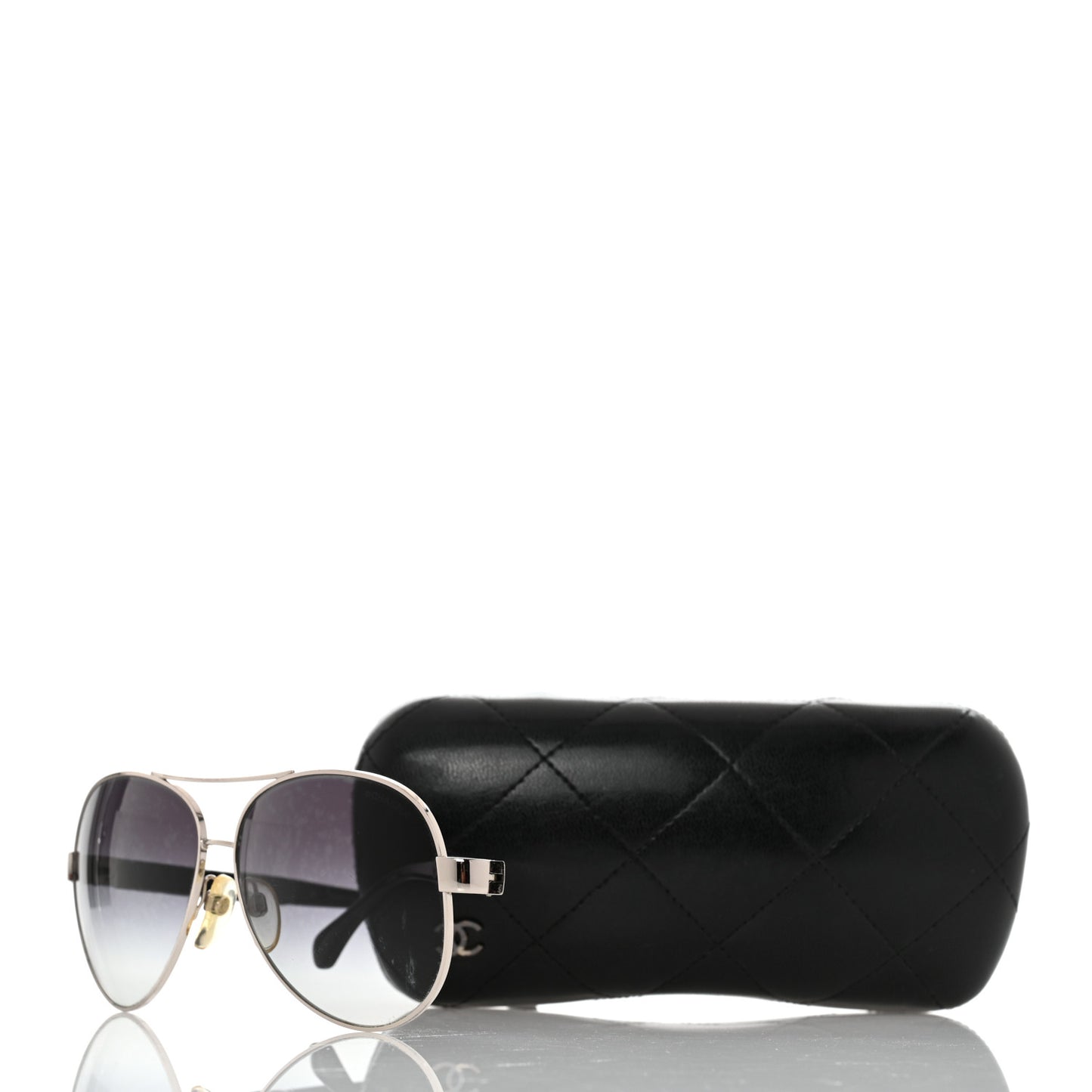 Lambskin Quilted CC Aviator Sunglasses 4195-Q Black