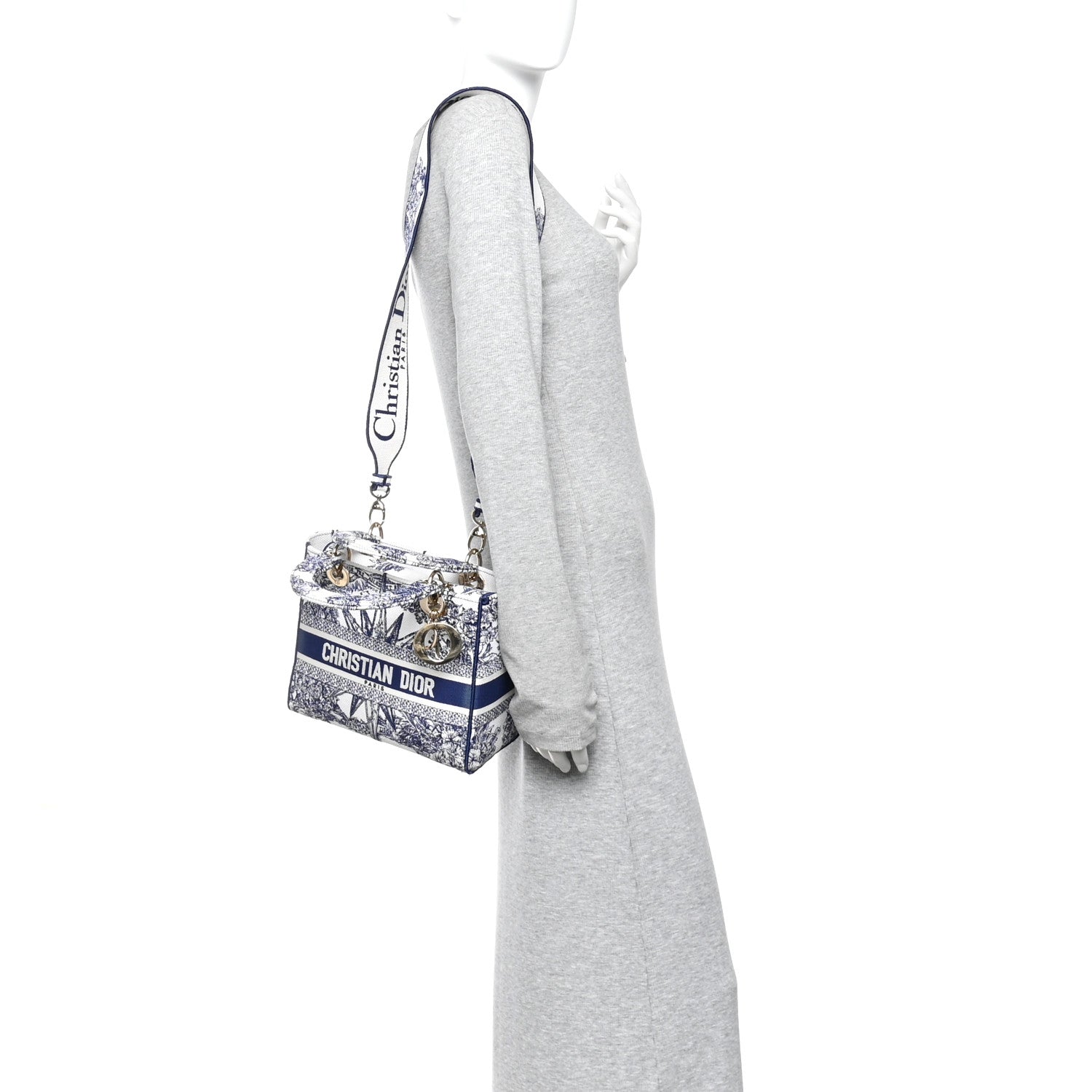 Christian Dior Canvas Reverse Embroidered Rêve d'Infini Medium Lady D-Lite Blue Multicolor 2 of 10