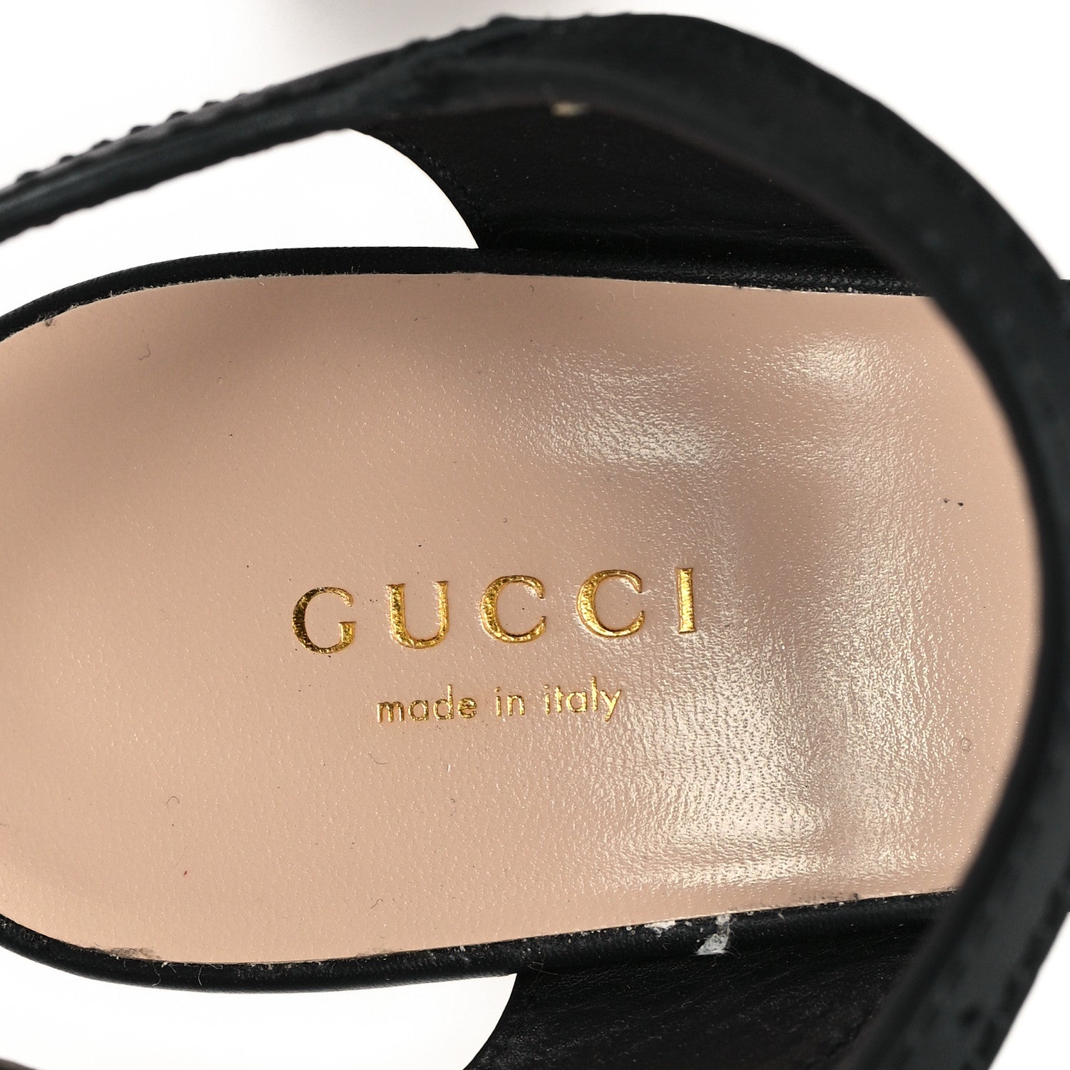 Gucci Cosmos Softy Calfskin Wooden Interlocking G Cut-Out 30/120mm Platform Sandals 38.5 Black 8 of 9