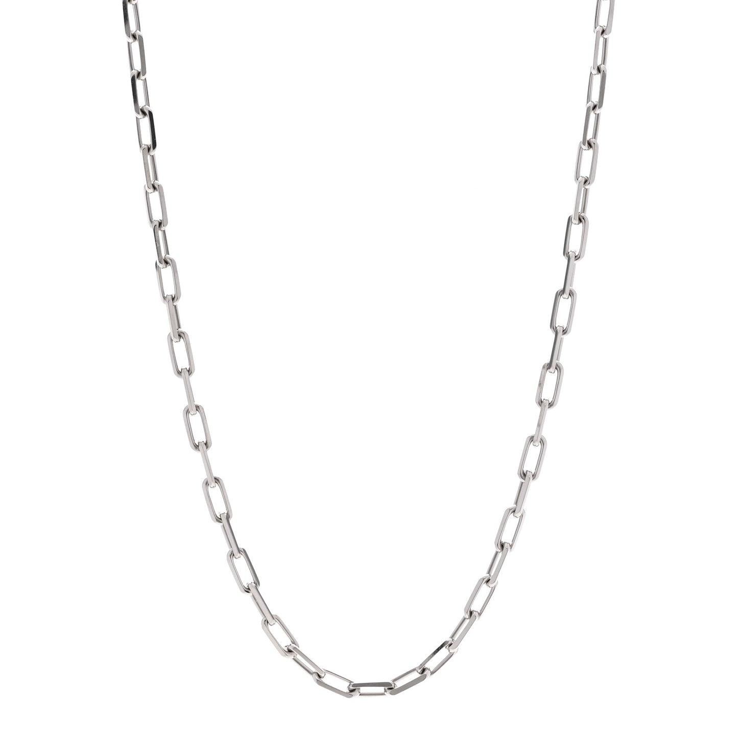18K White Gold SM Santos De Cartier Link Necklace