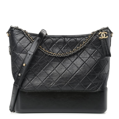 Chanel Aged Calfskin Quilted Large Gabrielle Hobo Black 1 of 9