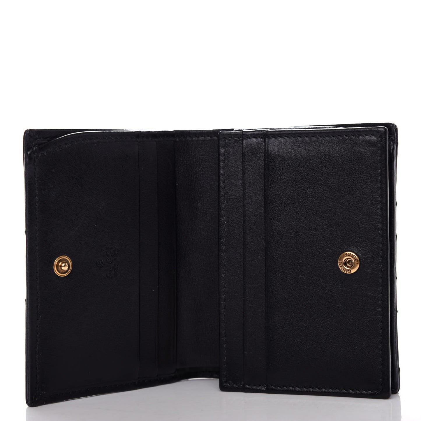 Calfskin Matelasse GG Marmont Card Case Wallet Black