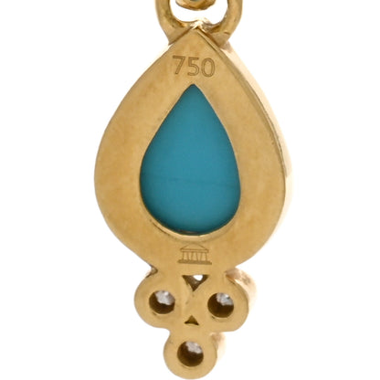 Temple St. Clair 18K Yellow Gold Diamond Turquoise Piccolo Pear Drop Pendant 3 of 3