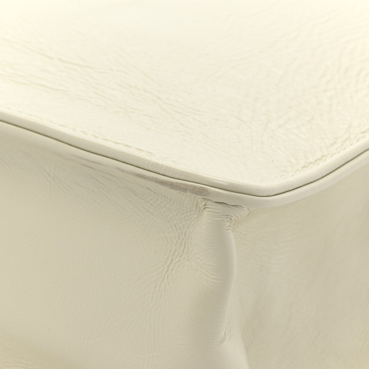 Shiny Aged Calfskin North South Shopping Bag White