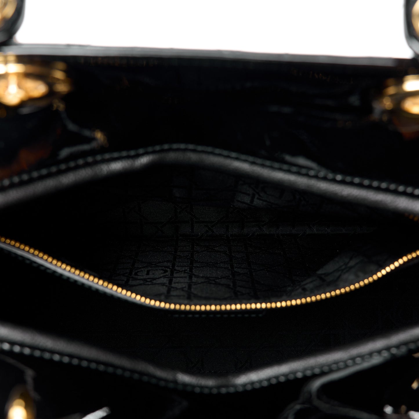 CHRISTIAN DIOR Patent Cannage Large Lady Dior Black