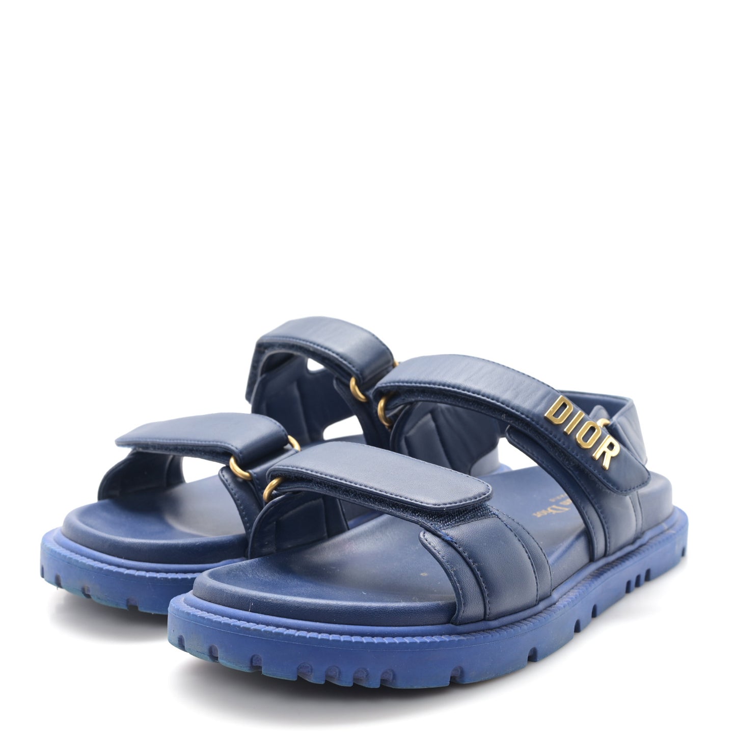 Lambskin Dioract 10mm Sandals 39 Deep Blue