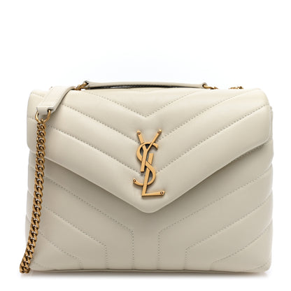 Saint Laurent Calfskin Y Quilted Monogram Small Loulou Chain Satchel Crema Soft 1 of 10