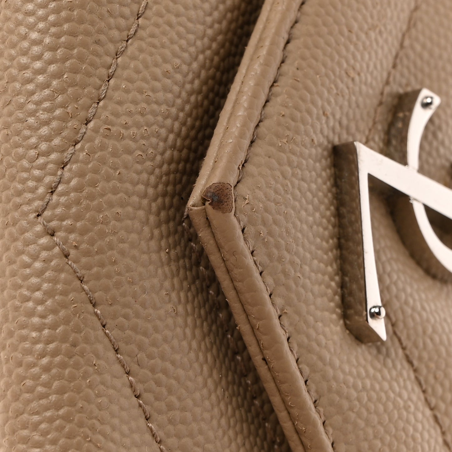 Grain De Poudre Matelasse Chevron Monogram Flap Wallet Dark Beige