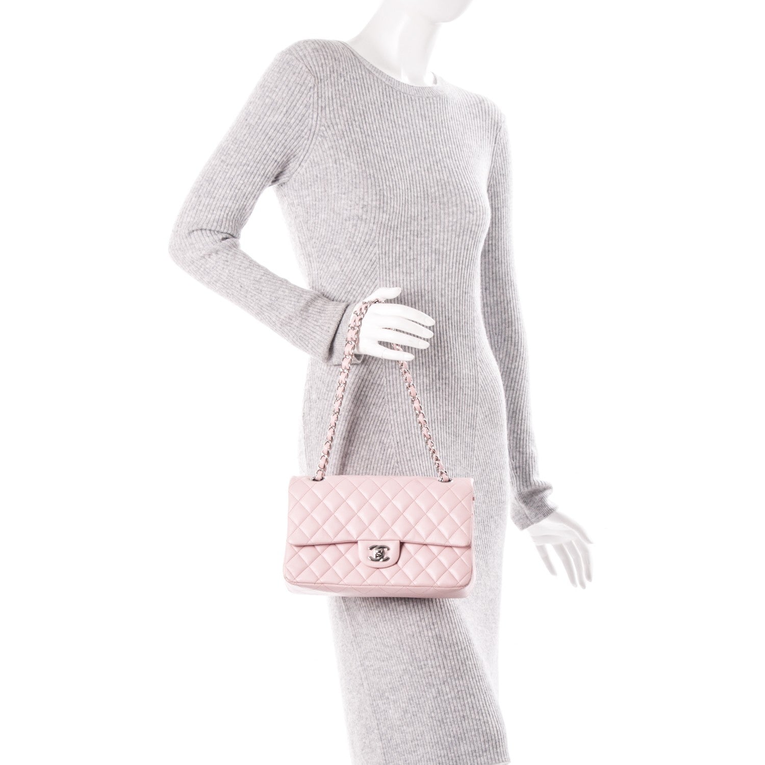 Chanel Lambskin Quilted Medium Double Flap Light Pink 2 of 12