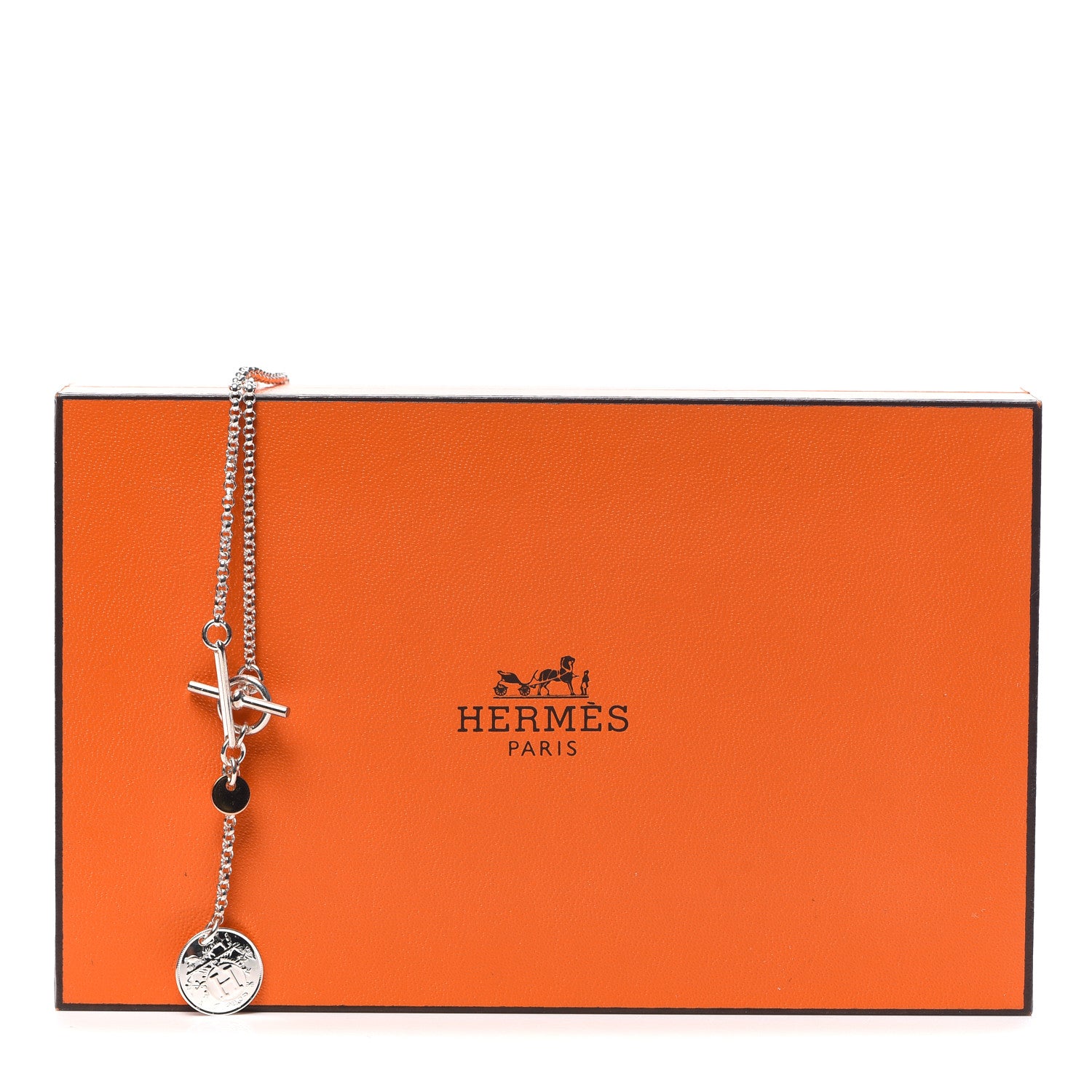 Hermes Sterling Silver 18K Rose Gold PM Ex-Libris Pendant Necklace 5 of 5