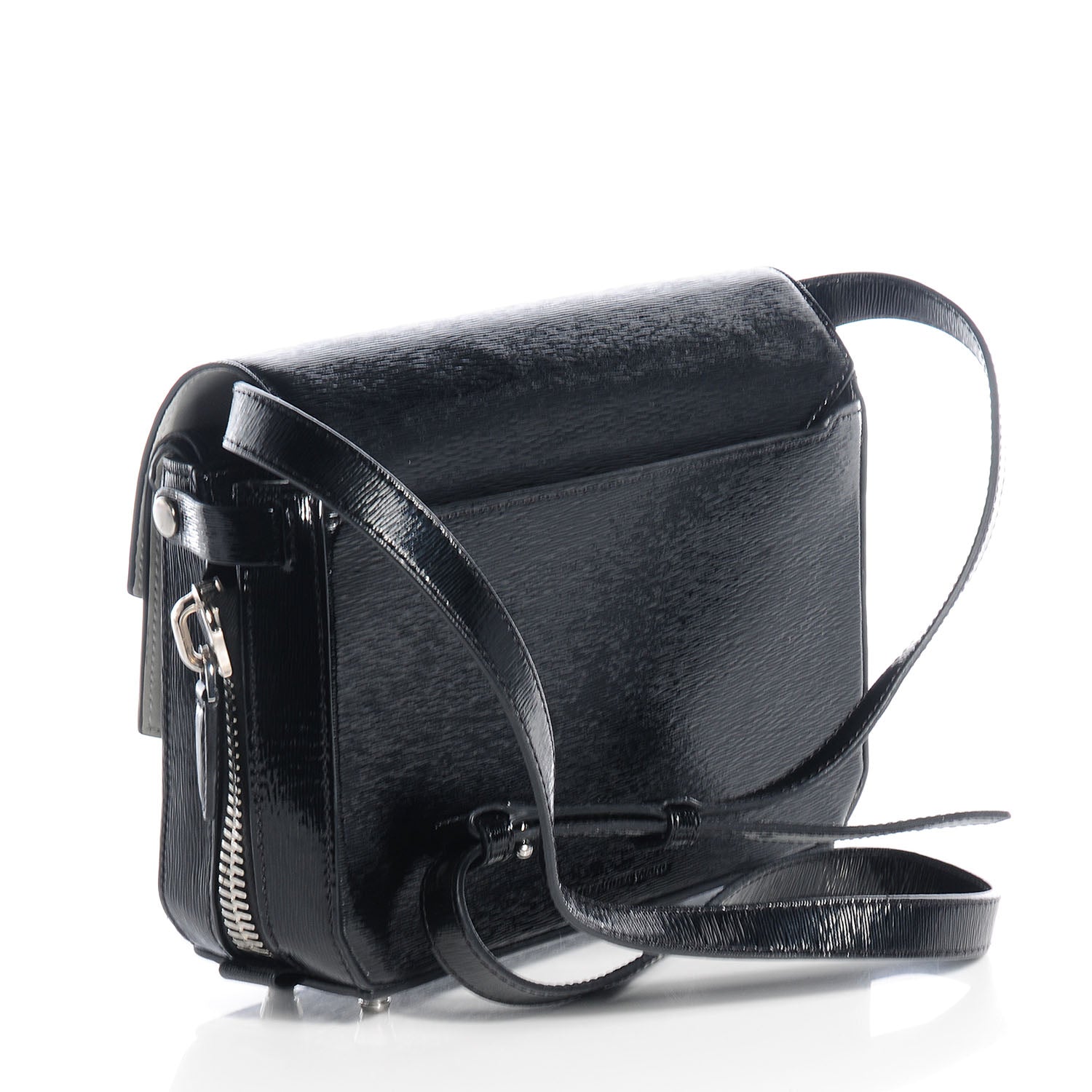 Alexander Wang Textured Patent Tri-Fold Shoulder Bag Black 3 of 10