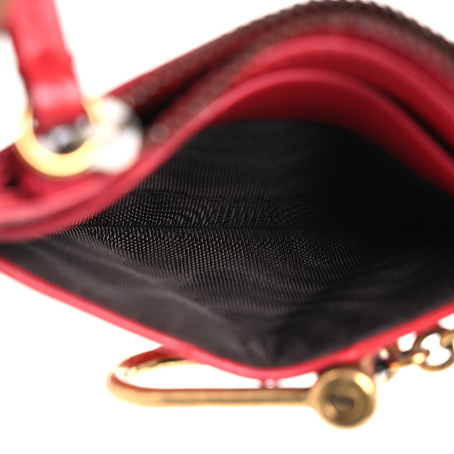 Gucci Calfskin Matelasse GG Marmont Key Case Card Holder Hibiscus Red 6 of 9