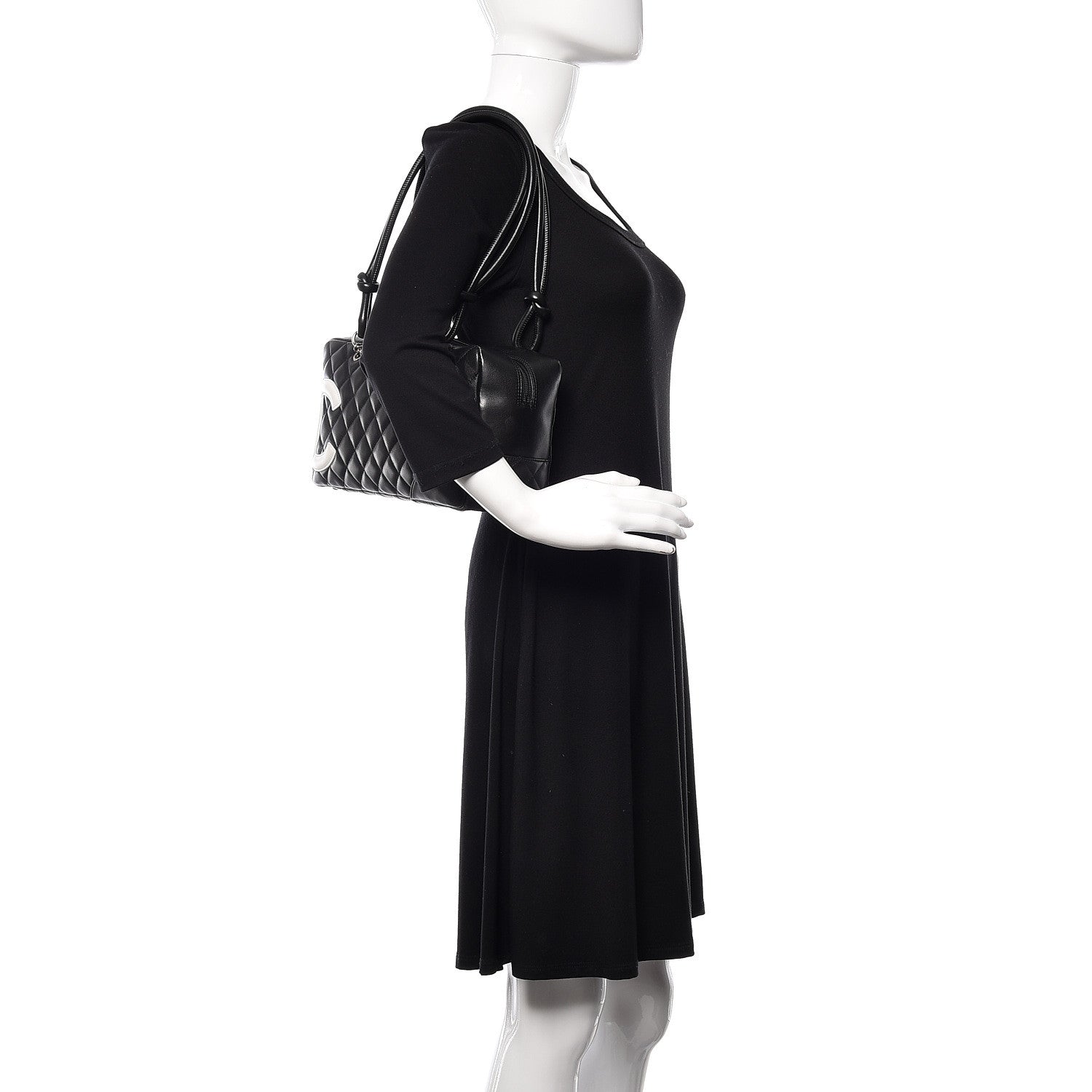 Chanel Calfskin Quilted Large Cambon Bowler Black White 2 of 10