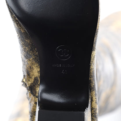 Chanel Metallic Lambskin Over the Knee Boots 41 Gold Black 6 of 6