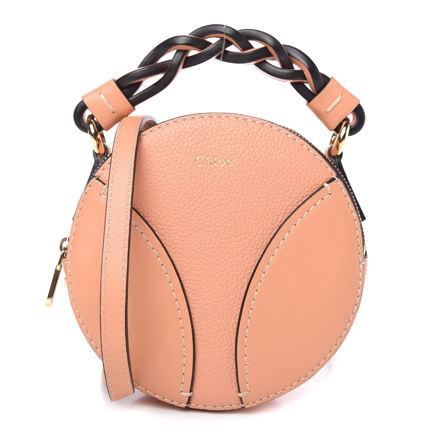 Chloe Grained Shiny Calfskin Mini Round Daria Bag Peach Bloom 1 of 10